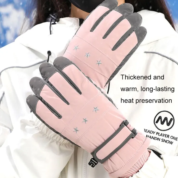 1 Pair WZ-204 Outdoor Warm And Windproof Thickened Cycling Sports Anti-fall Gloves, Size: Free Code(Pink Gray)