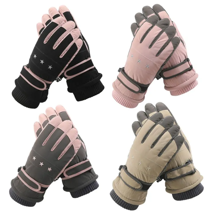 1 Pair WZ-204 Outdoor Warm And Windproof Thickened Cycling Sports Anti-fall Gloves, Size: Free Code(Pink Gray)