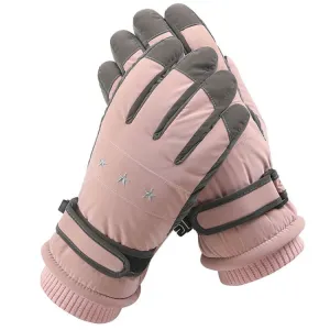 1 Pair WZ-204 Outdoor Warm And Windproof Thickened Cycling Sports Anti-fall Gloves, Size: Free Code(Pink Gray)