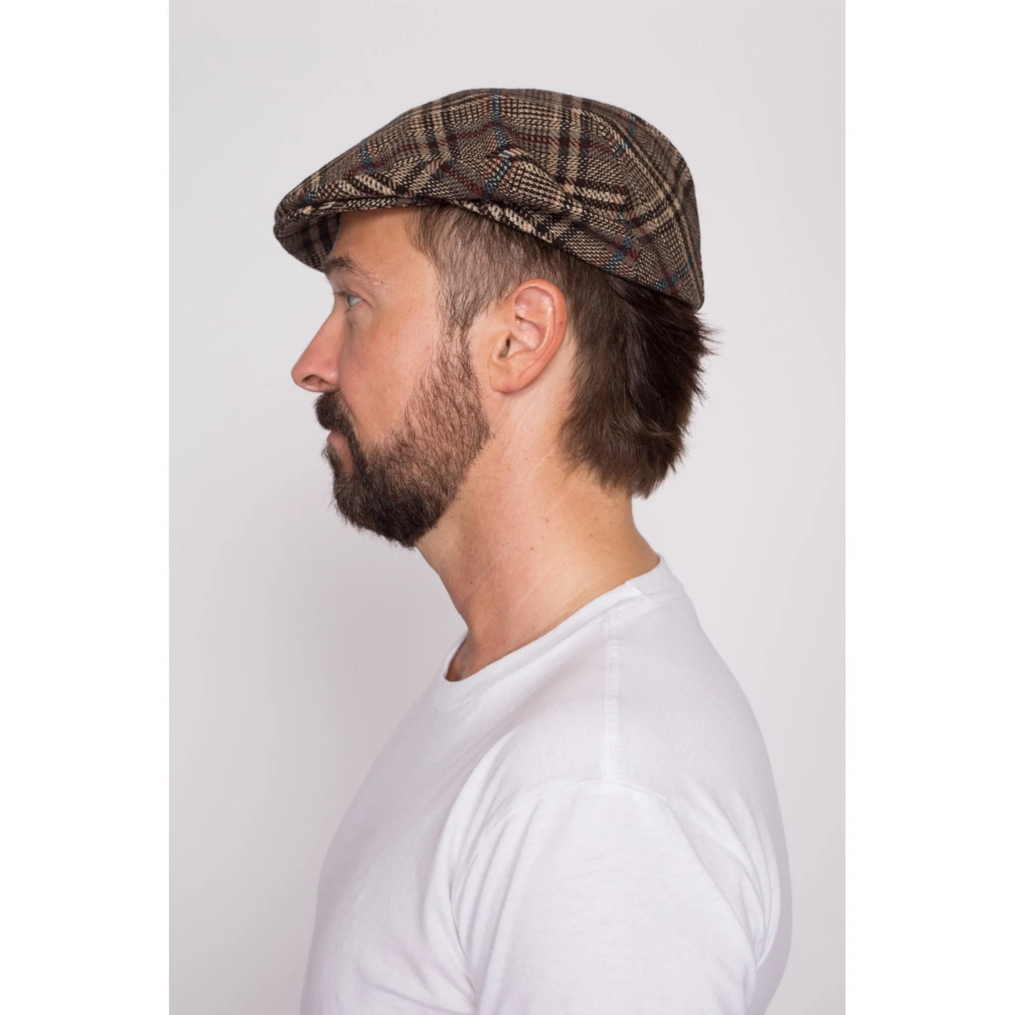 70s 80s Irish Plaid Tweed Flat Cap - Men's Small