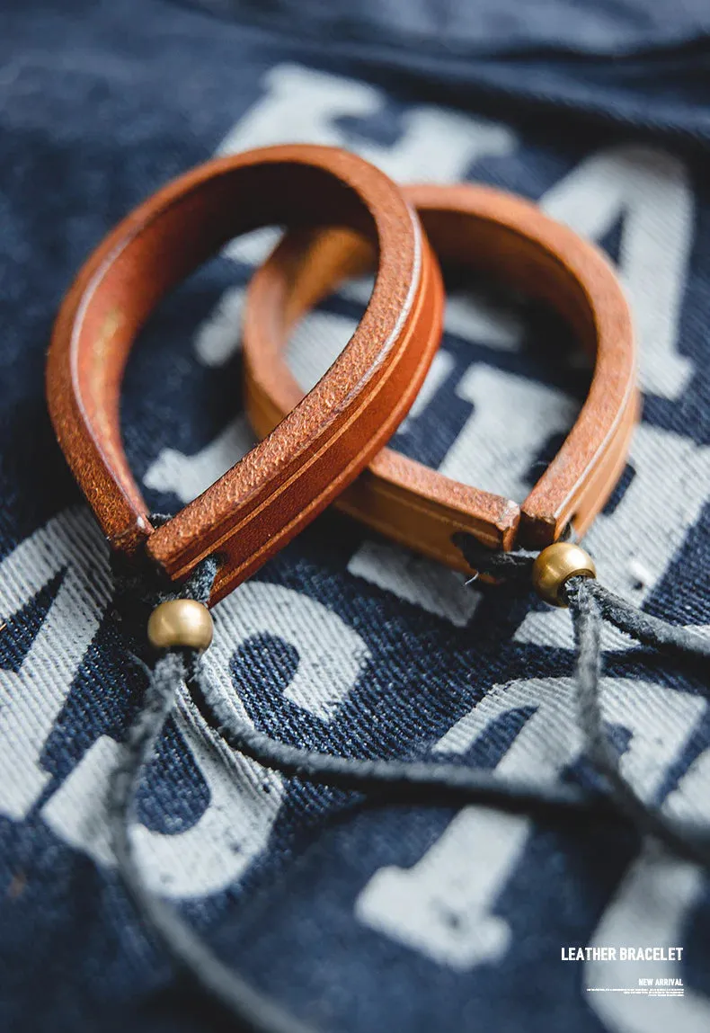 Adjustable Retro Tanned Leather Bracelet