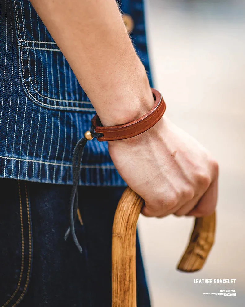 Adjustable Retro Tanned Leather Bracelet