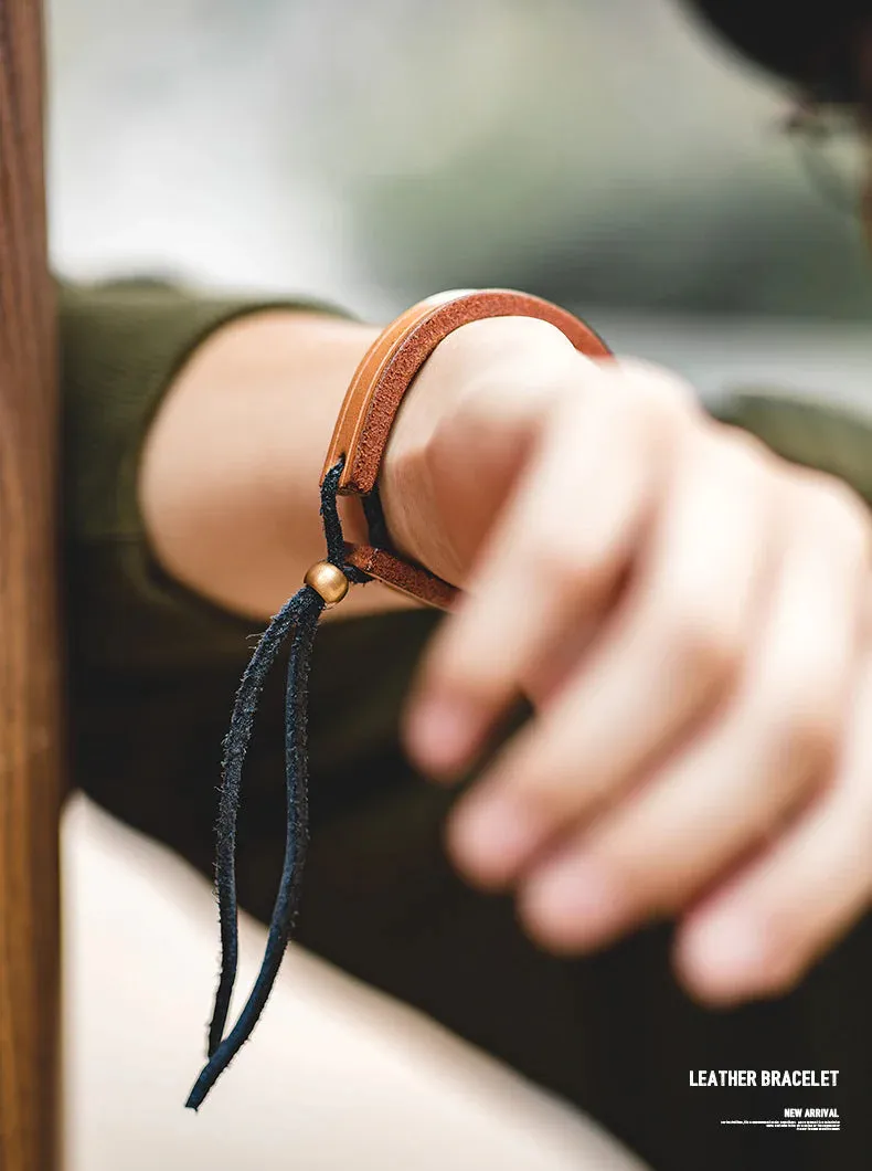 Adjustable Retro Tanned Leather Bracelet