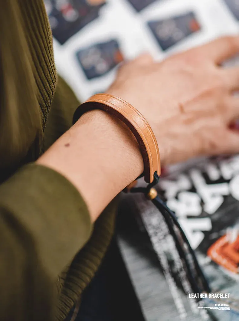 Adjustable Retro Tanned Leather Bracelet