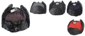 adult fur lined solid color knit ear flap trapper hats Case of 72