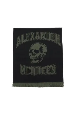 Alexander Mcqueen Varsity Logo Wool Scarf