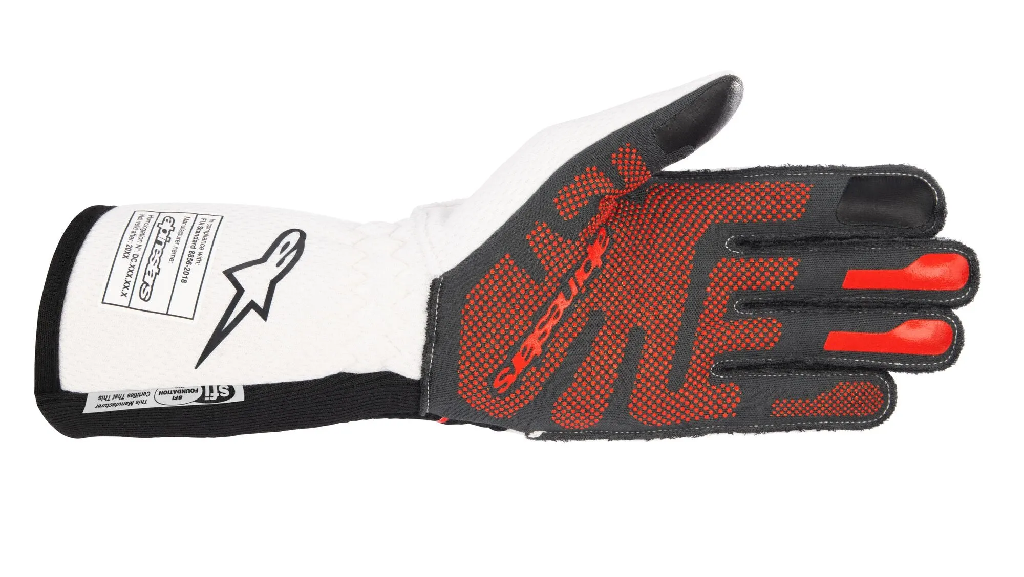 ALPINESTARS 3550123_123_L TECH 1-ZX v3 Racing gloves, FIA 8856-2018, black/white/red, Size L