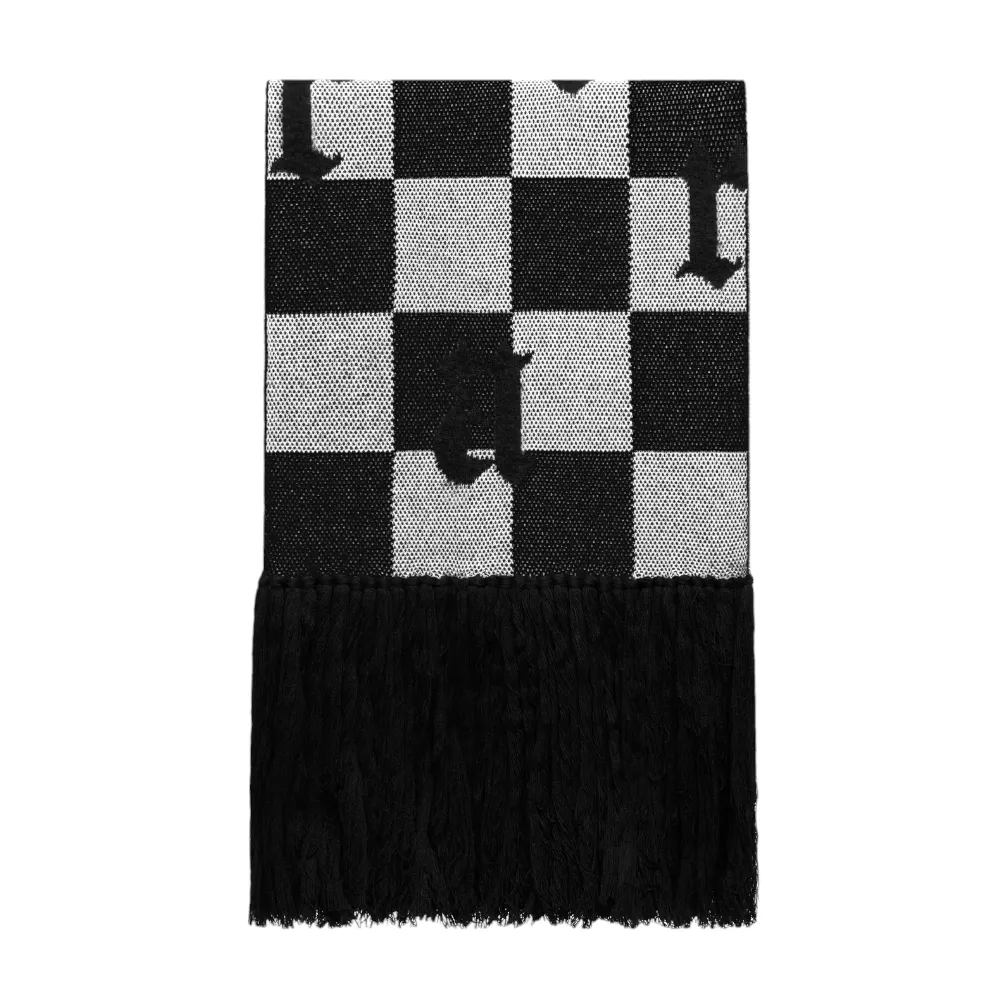 Amiri Check Cashmere Scarf Black