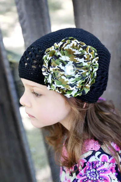 Baby Bezak - Black Cap With Camo Flower