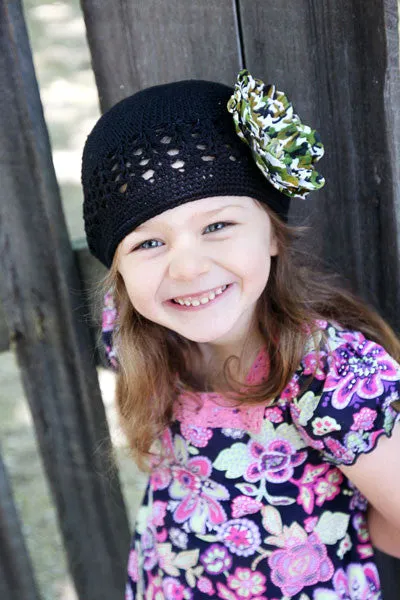 Baby Bezak - Black Cap With Camo Flower