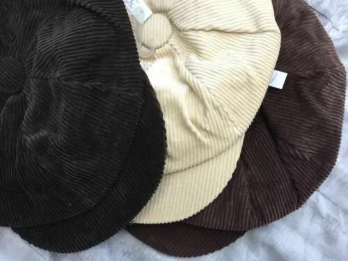 BAKER BOY HATS CORDUROY IN 3 COLOURS-cream/brown/dark brown PEAKED CAPS UNISEX-