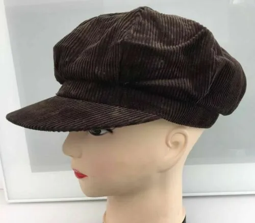 BAKER BOY HATS CORDUROY IN 3 COLOURS-cream/brown/dark brown PEAKED CAPS UNISEX-