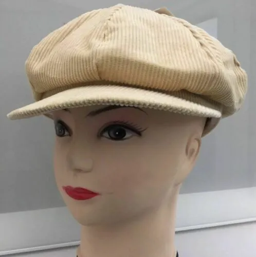 BAKER BOY HATS CORDUROY IN 3 COLOURS-cream/brown/dark brown PEAKED CAPS UNISEX-