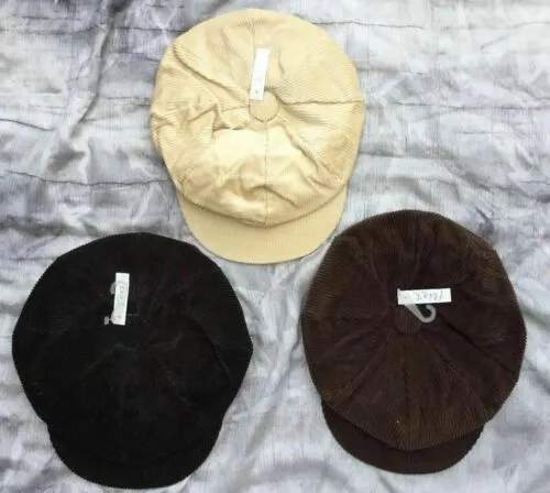 BAKER BOY HATS CORDUROY IN 3 COLOURS-cream/brown/dark brown PEAKED CAPS UNISEX-