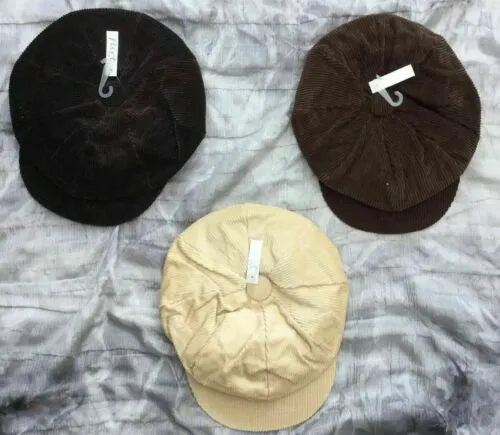 BAKER BOY HATS CORDUROY IN 3 COLOURS-cream/brown/dark brown PEAKED CAPS UNISEX-