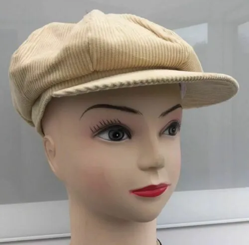 BAKER BOY HATS CORDUROY IN 3 COLOURS-cream/brown/dark brown PEAKED CAPS UNISEX-