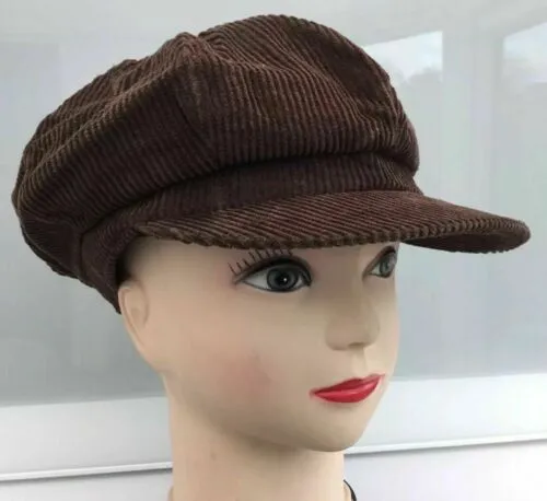 BAKER BOY HATS CORDUROY IN 3 COLOURS-cream/brown/dark brown PEAKED CAPS UNISEX-