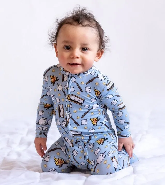 Beautifully Bold Blue Dalmatians - Bamboo Zippy Romper