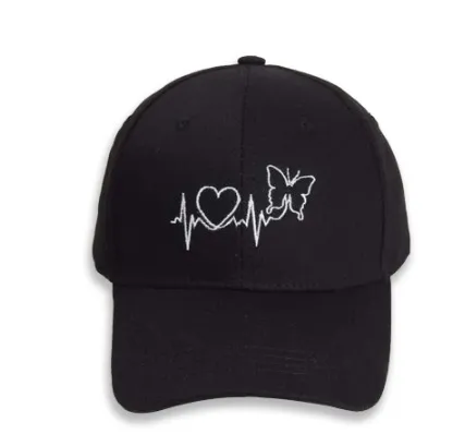 Black Butterfly Heart ECG Duck Tongue Hat