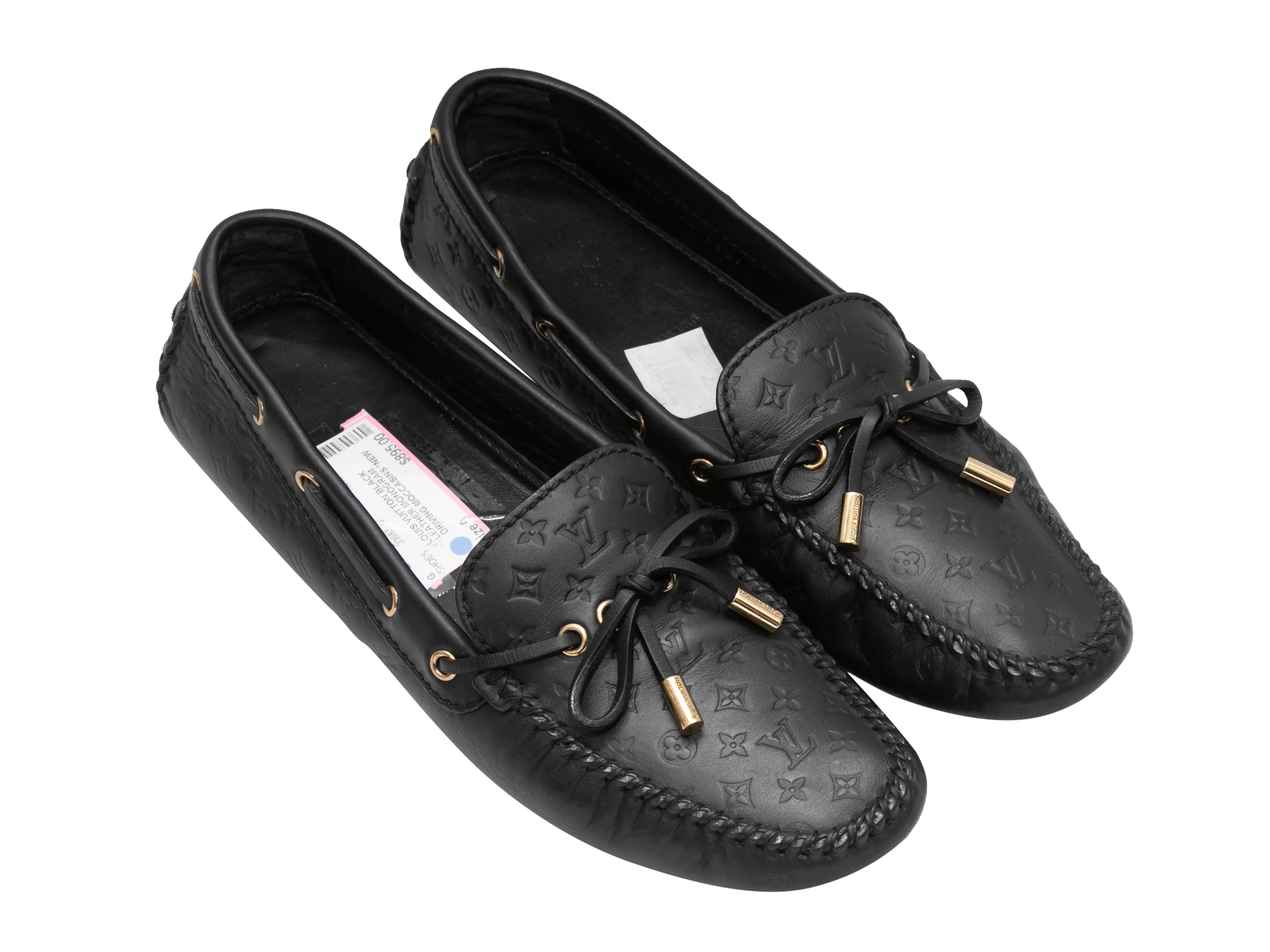 Black Louis Vuitton Embossed Monogrammed Driving Loafers Size 39