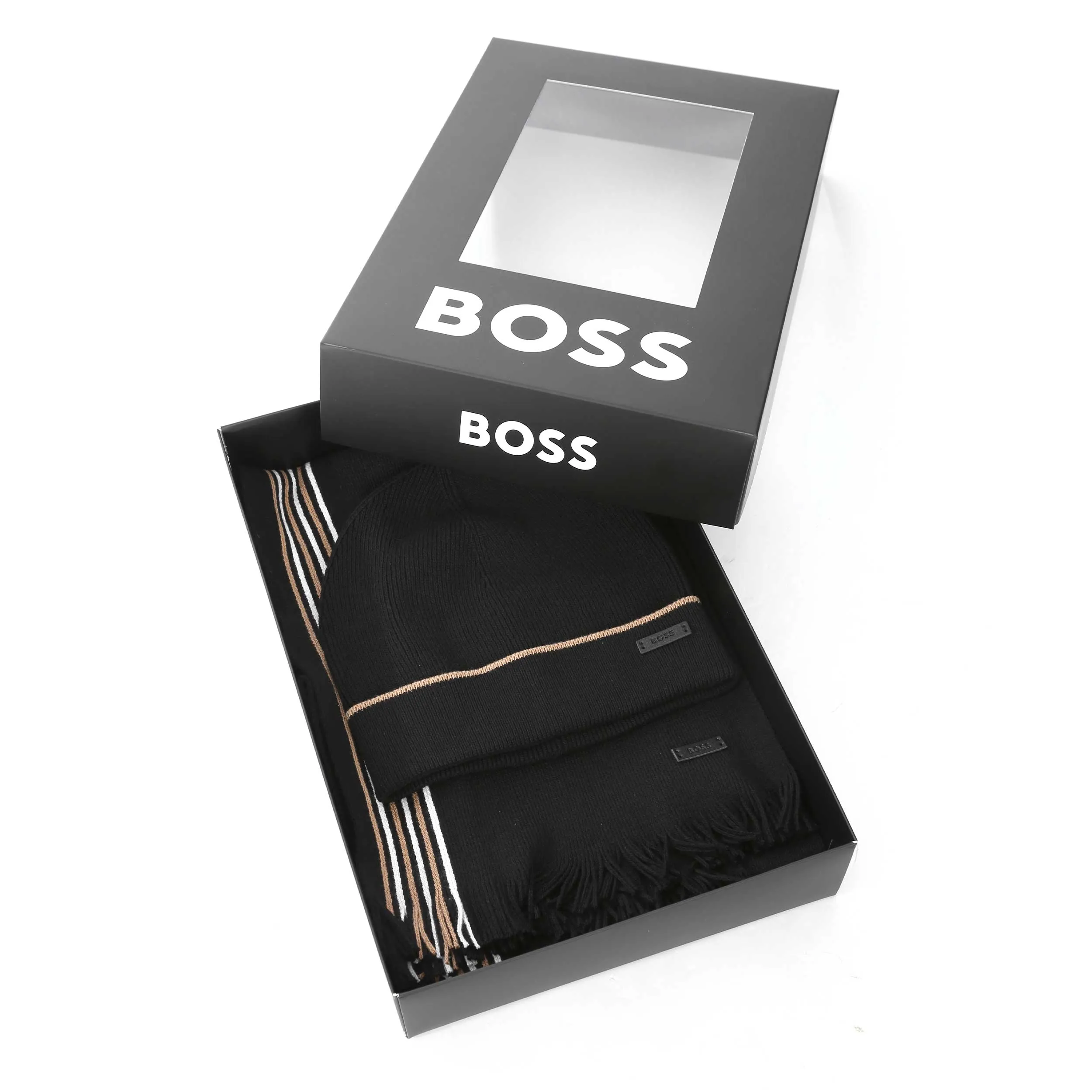 BOSS Enzo Set Hat & Scarf Set in Black