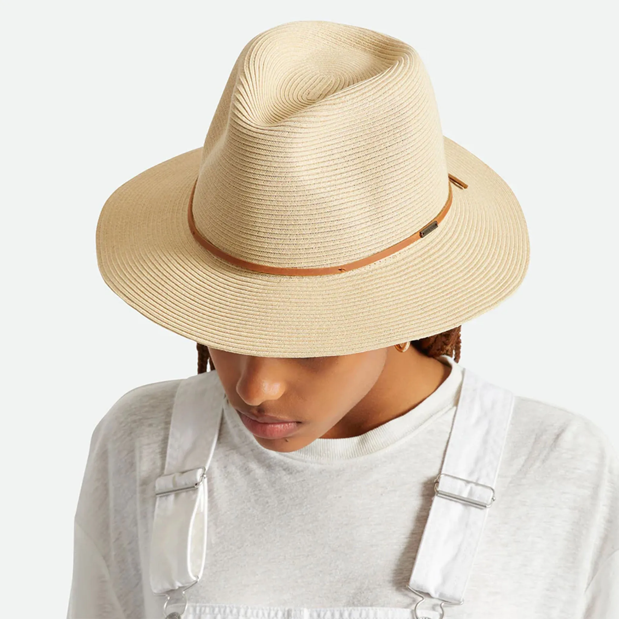 Brixton Wesley Straw Packable Fedora - Tan