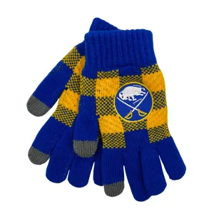 Buffalo Sabres Royal & Gold Plaid Knit Gloves