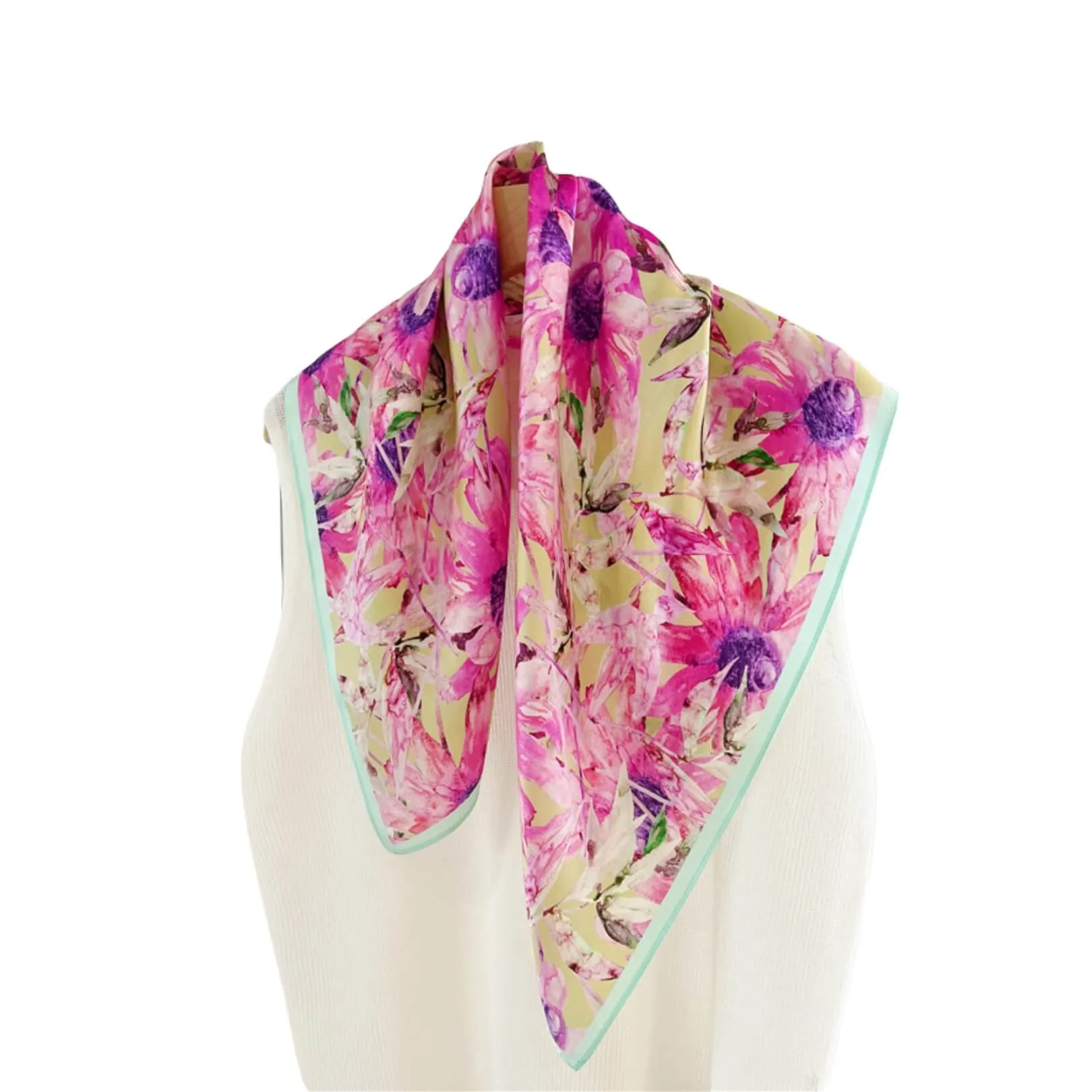 Chrysanthemum Bloom Pure Mulberry Silk Scarf Silk Bandana