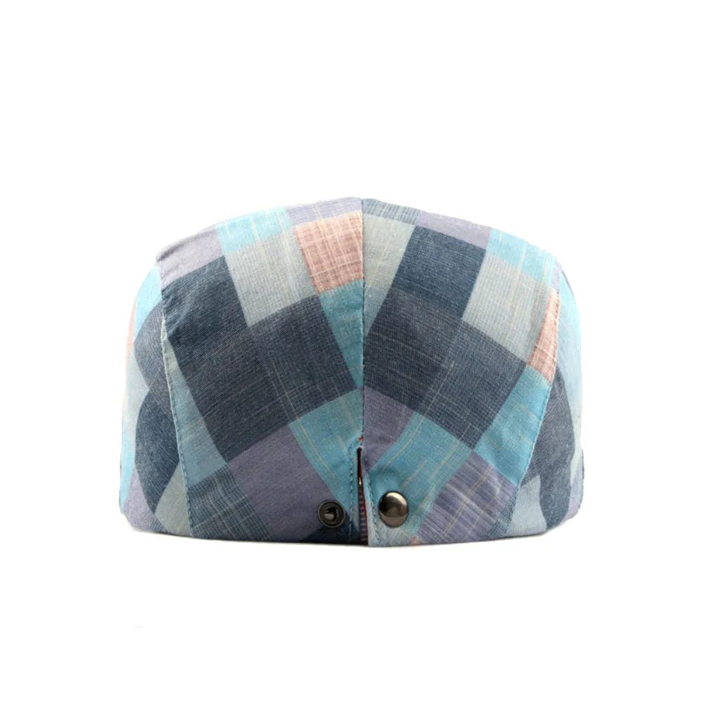 Colorful Newsboy Flat Cap Cotton Check Plaid Cabbie Gatsby Golf Beret Hat YZ30106