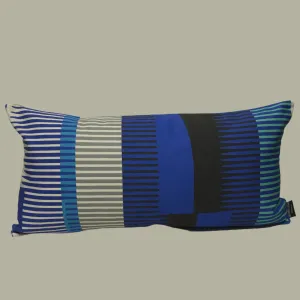 Combed Stripe Cushion - Cobalt, black   Aqua