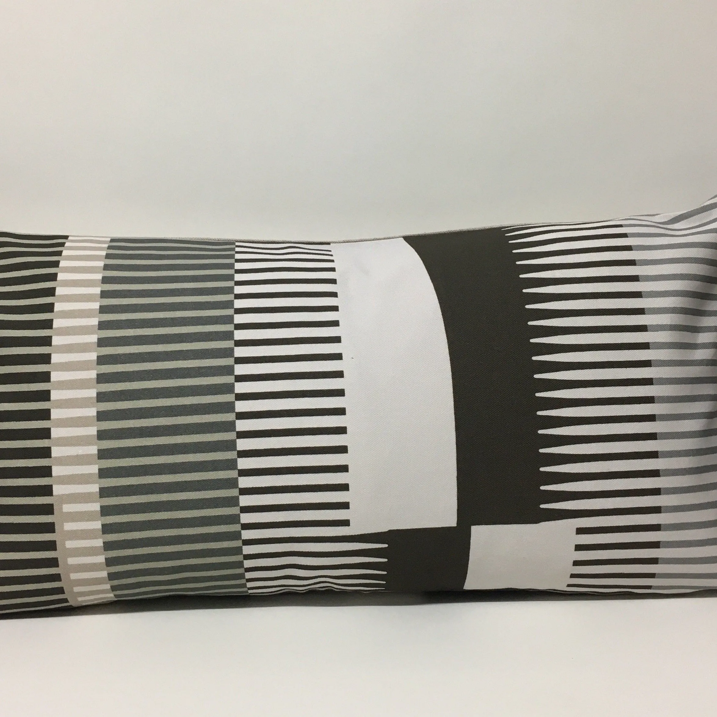 Combed Stripe Cushion - Graphite, dove   white