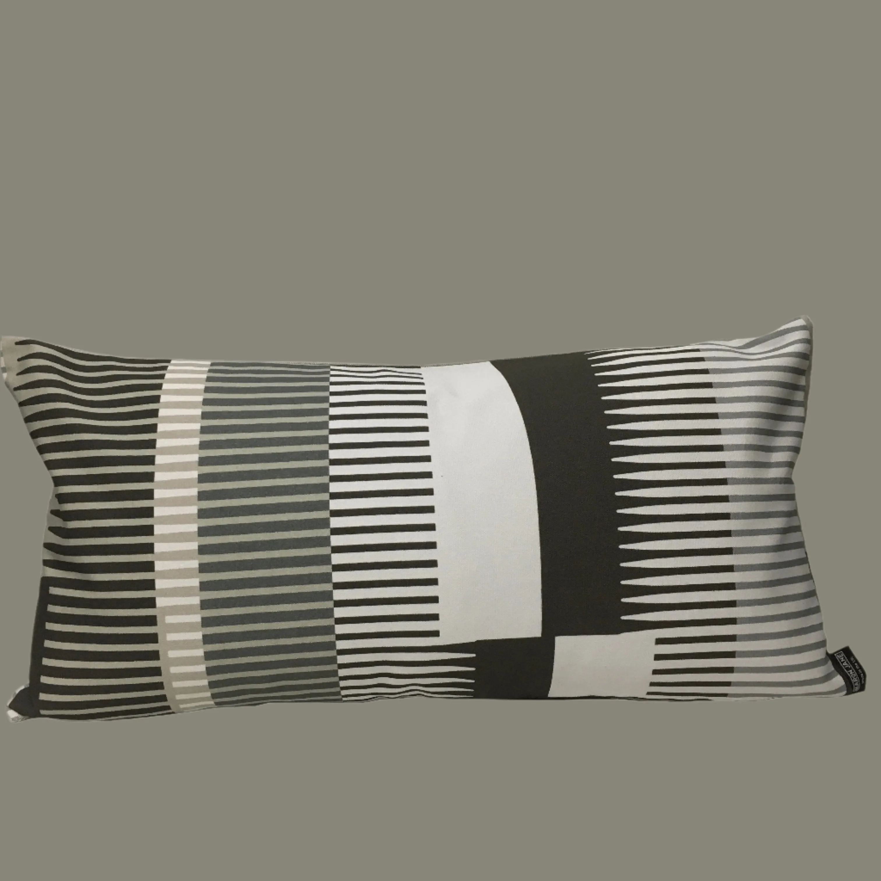 Combed Stripe Cushion - Graphite, dove   white