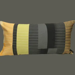 Combed Stripe Cushion - Lemon, grey   black