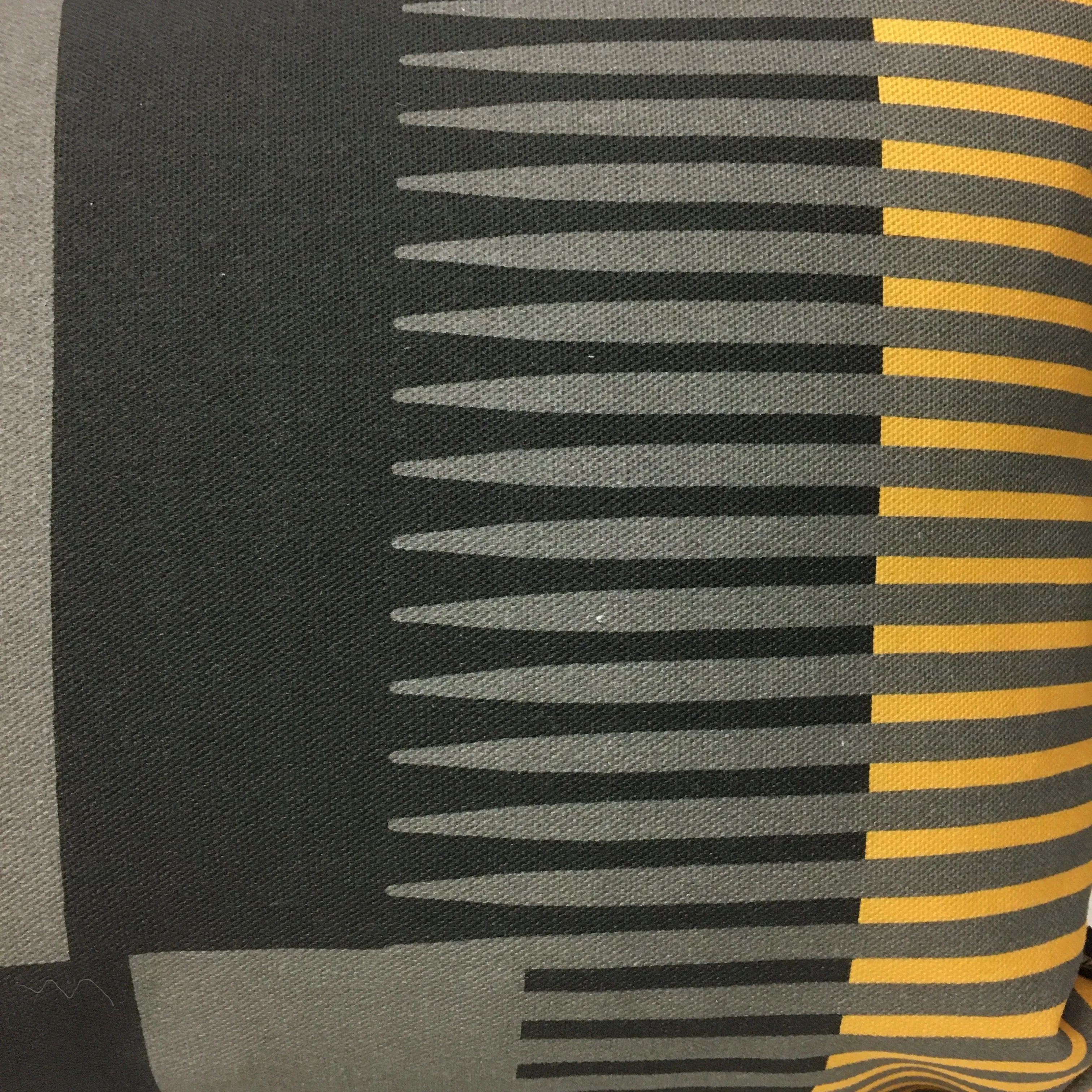 Combed Stripe Cushion - Lemon, grey   black