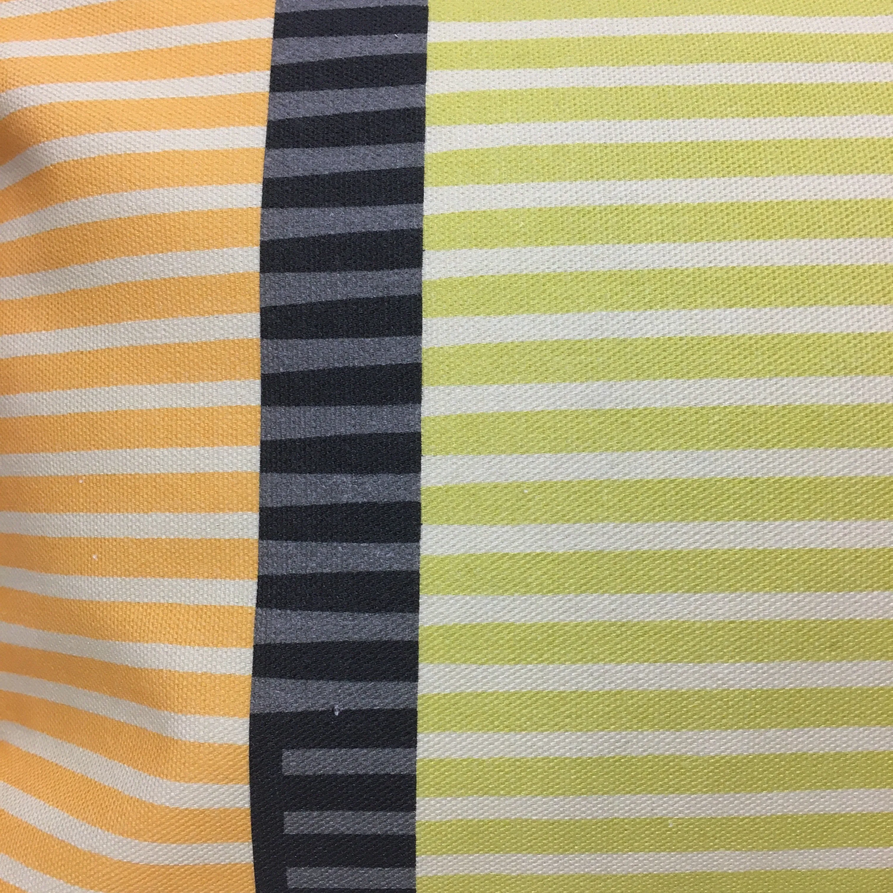 Combed Stripe Cushion - Lemon, grey   black