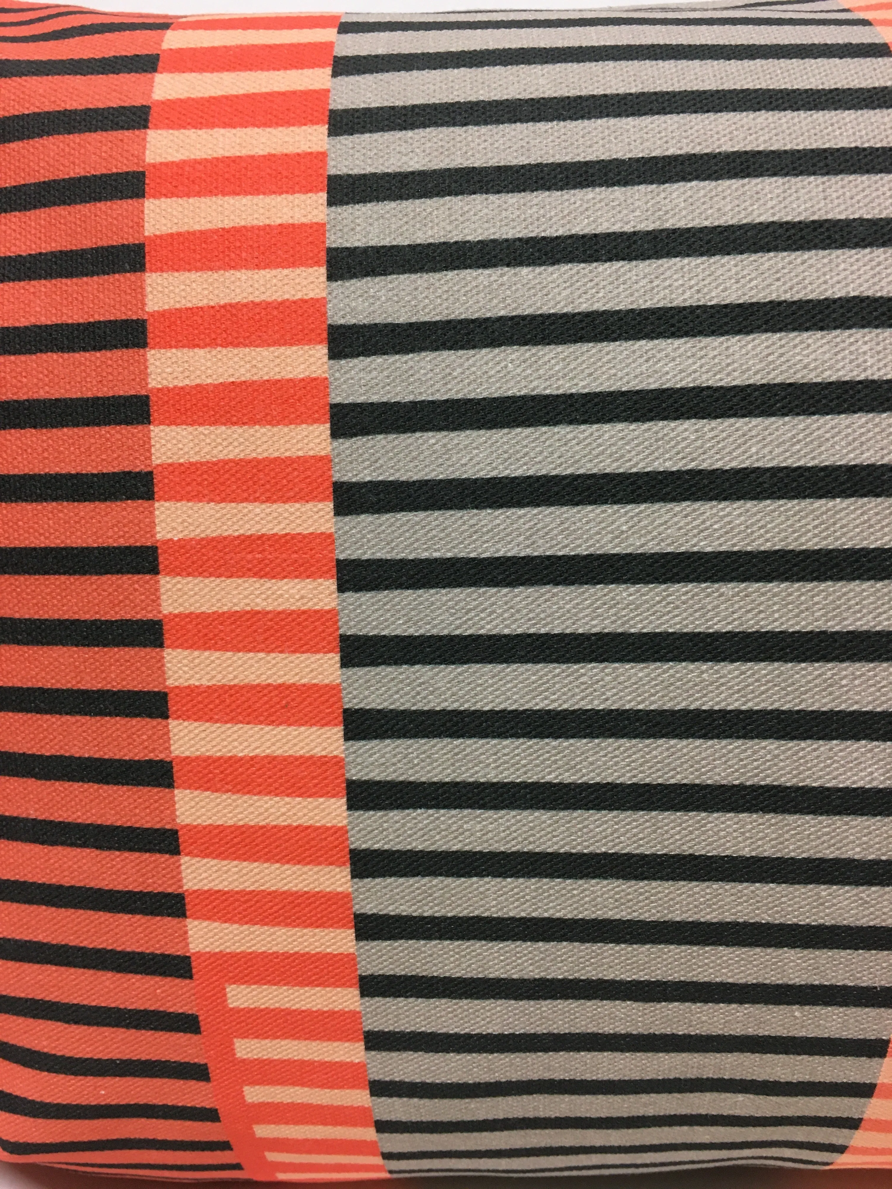 Combed Stripe Cushion - Peach   Coral   Black