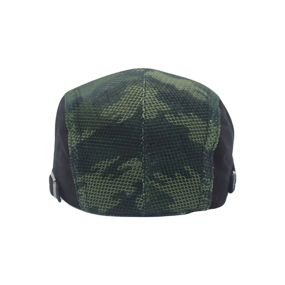 Cotton Military Camouflage Newsboy Summer Mesh Flat Cap Ivy Gatsby Hat YZ30152