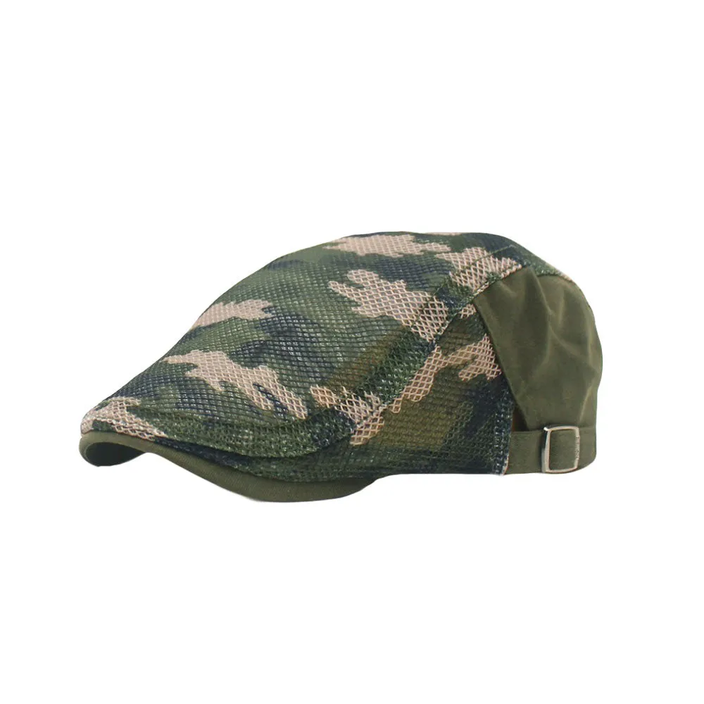 Cotton Military Camouflage Newsboy Summer Mesh Flat Cap Ivy Gatsby Hat YZ30152