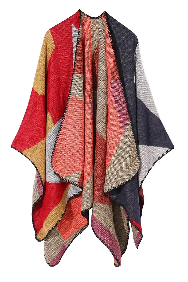 DANDY PLAID FASHION SHAWL WRAP, (L)51.2″ (W)59.1″