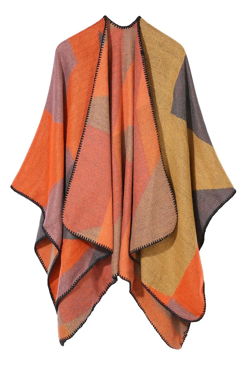 DANDY PLAID FASHION SHAWL WRAP, (L)51.2″ (W)59.1″