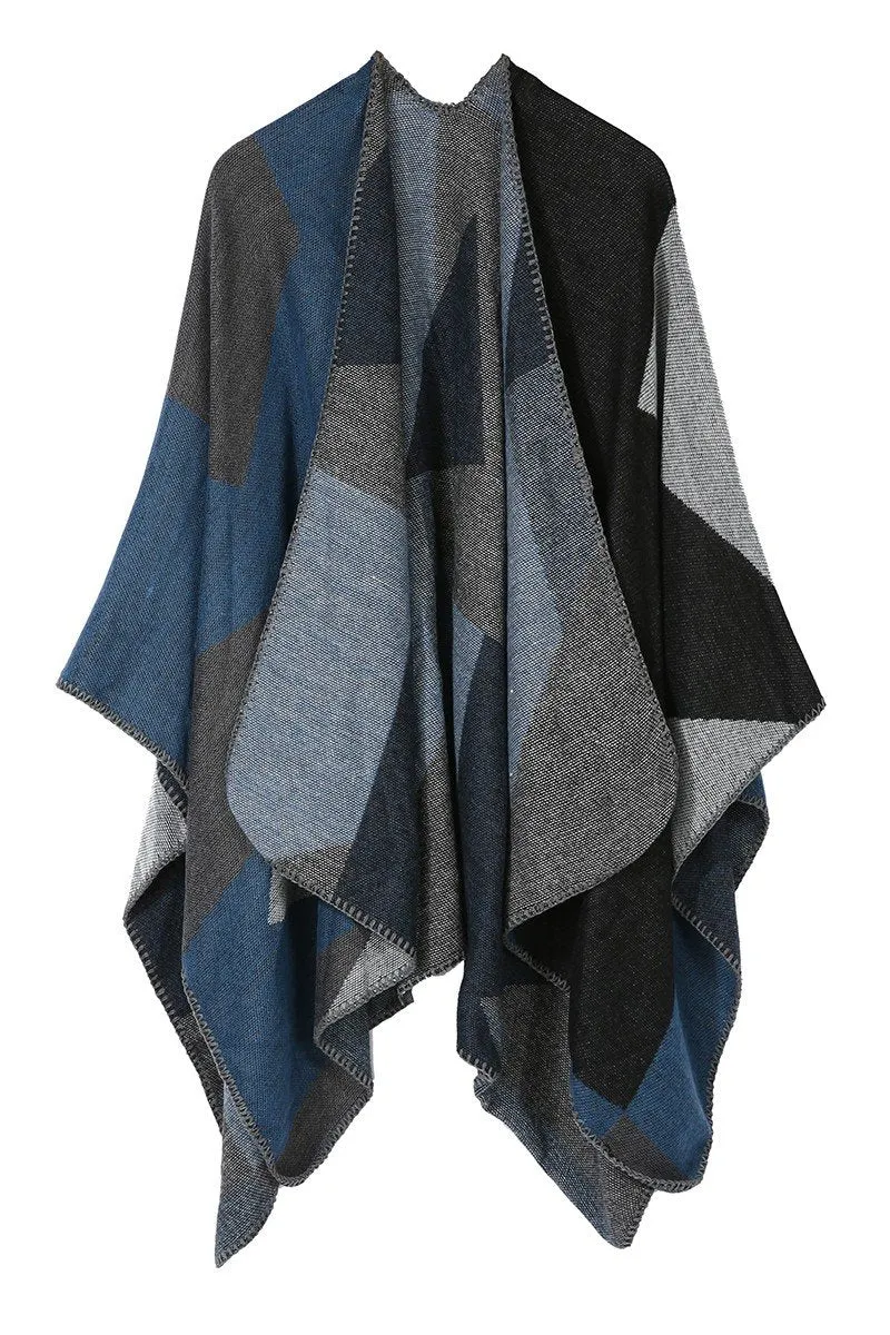 DANDY PLAID FASHION SHAWL WRAP, (L)51.2″ (W)59.1″