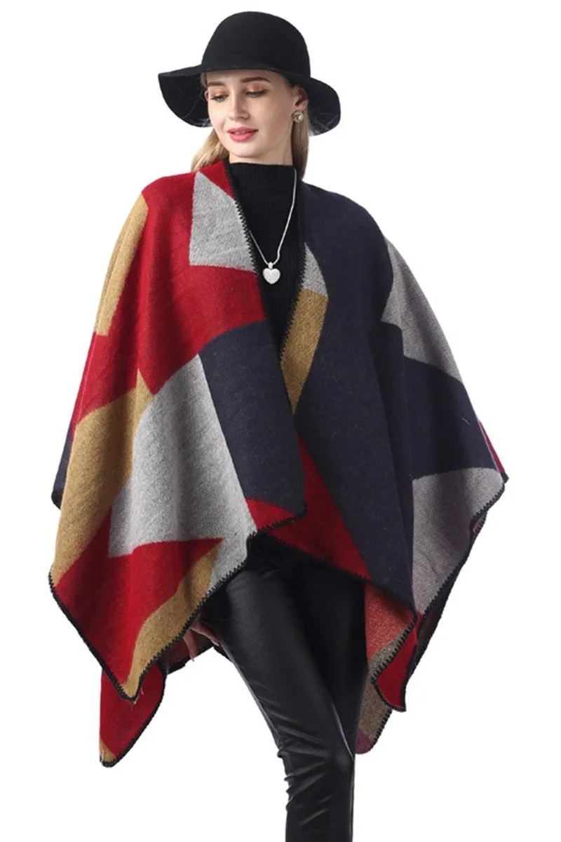 DANDY PLAID FASHION SHAWL WRAP, (L)51.2″ (W)59.1″