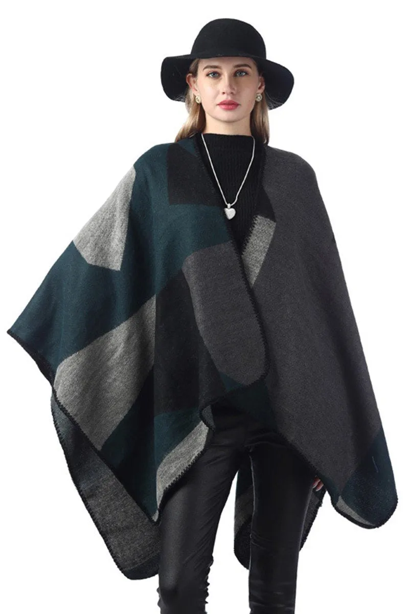 DANDY PLAID FASHION SHAWL WRAP, (L)51.2″ (W)59.1″