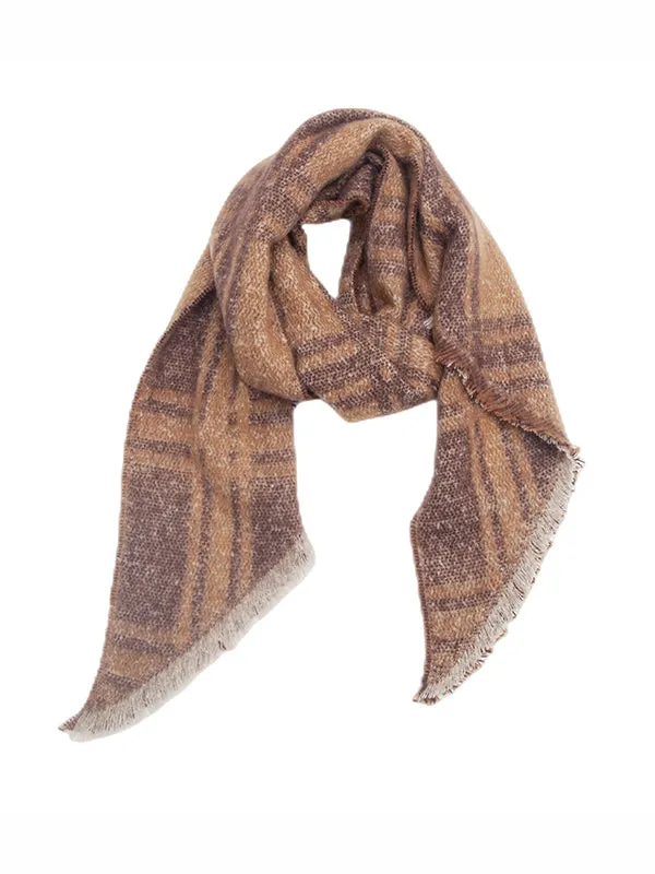 Diamond-Patterned Fringed Keep Warm Shawl&Scarf