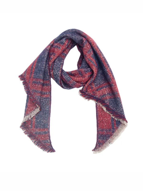 Diamond-Patterned Fringed Keep Warm Shawl&Scarf