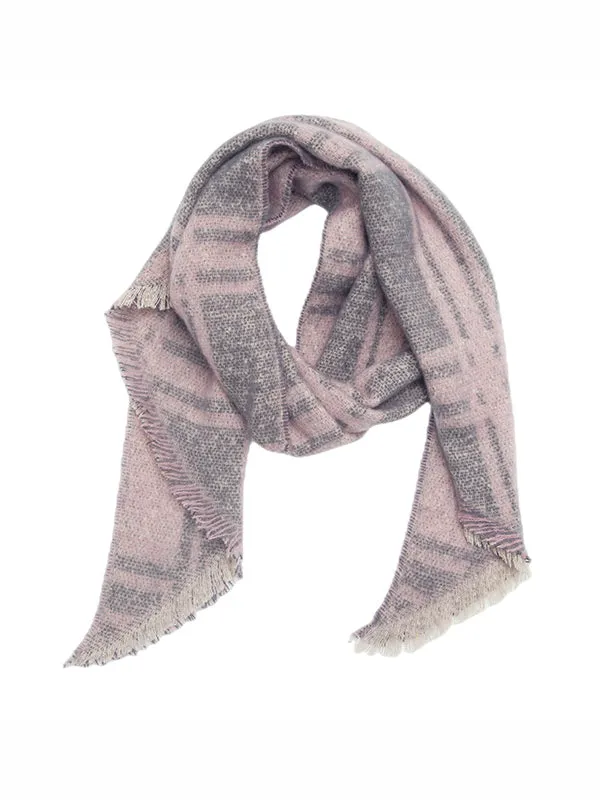 Diamond-Patterned Fringed Keep Warm Shawl&Scarf