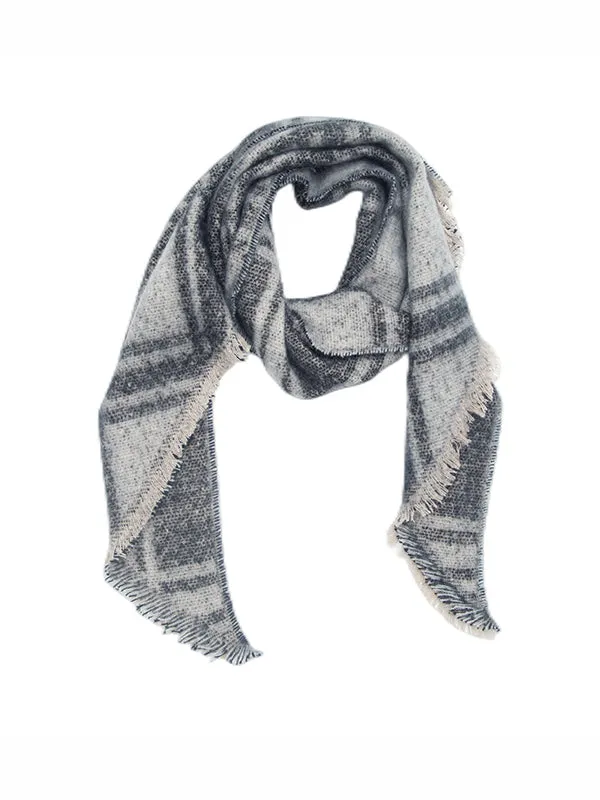 Diamond-Patterned Fringed Keep Warm Shawl&Scarf