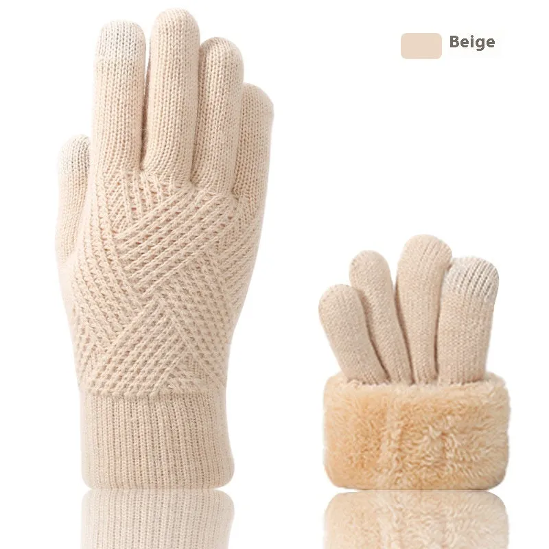 Double Layer Fleece-lined Thick Windproof Thermal Touch Screen Gloves