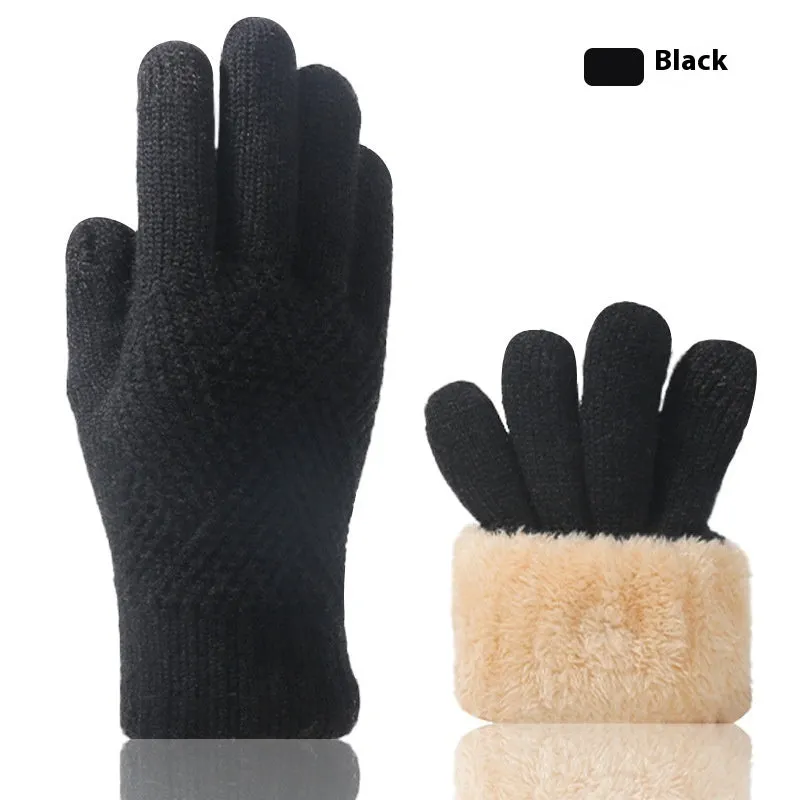 Double Layer Fleece-lined Thick Windproof Thermal Touch Screen Gloves