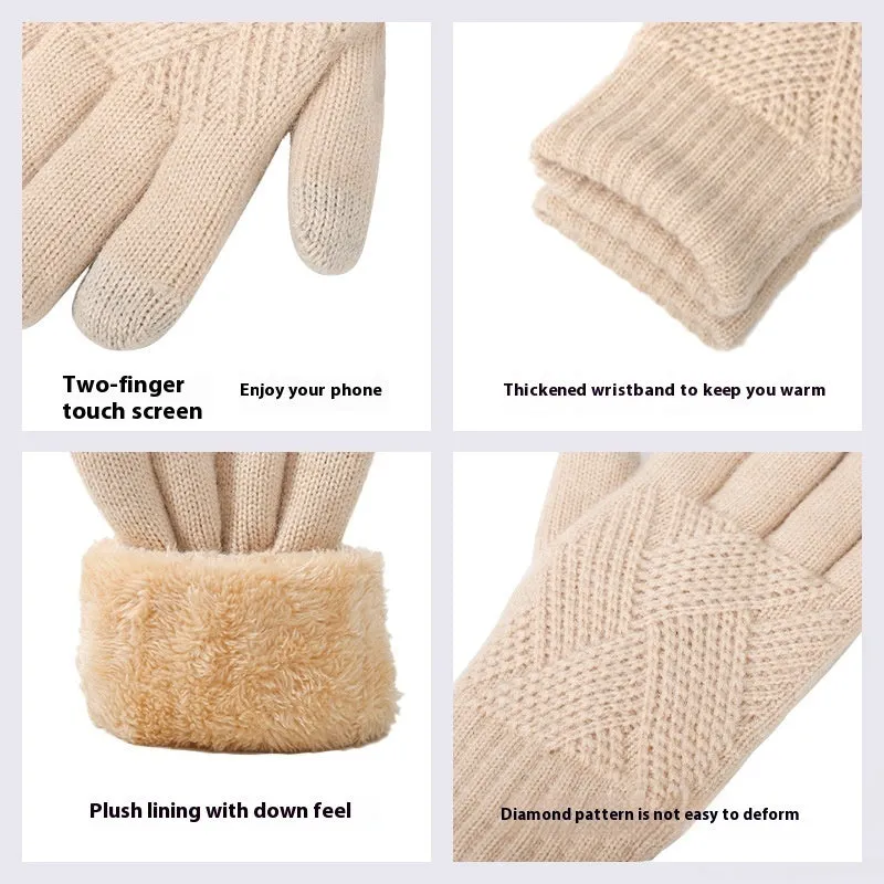 Double Layer Fleece-lined Thick Windproof Thermal Touch Screen Gloves